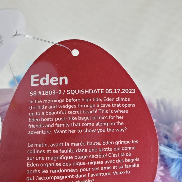 Eden Squishmallow 8 Inch 5 Inch Clip Purple Bigfoot Valentines Day Collectible - Picture 3 of 7